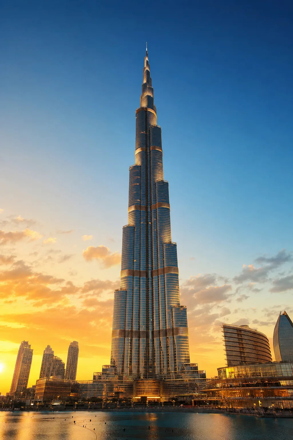 Burj Khalifa и небоскрёбы Дубая в золотой час